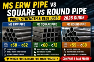 MS ERW Pipe vs Square vs Round Pipe: Price, Strength & Best Use Cases Explained (2026 Guide)