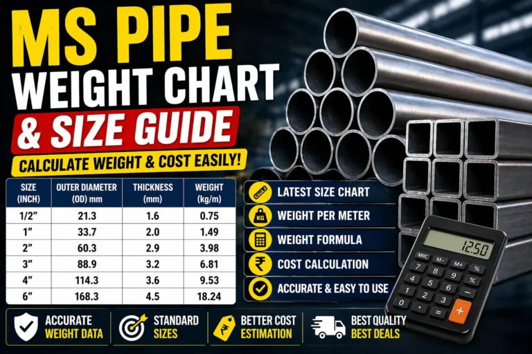 MS Pipe Weight Chart & Size Guide 2026: Calculate Per Meter Weight, Dimensions & Cost Easily