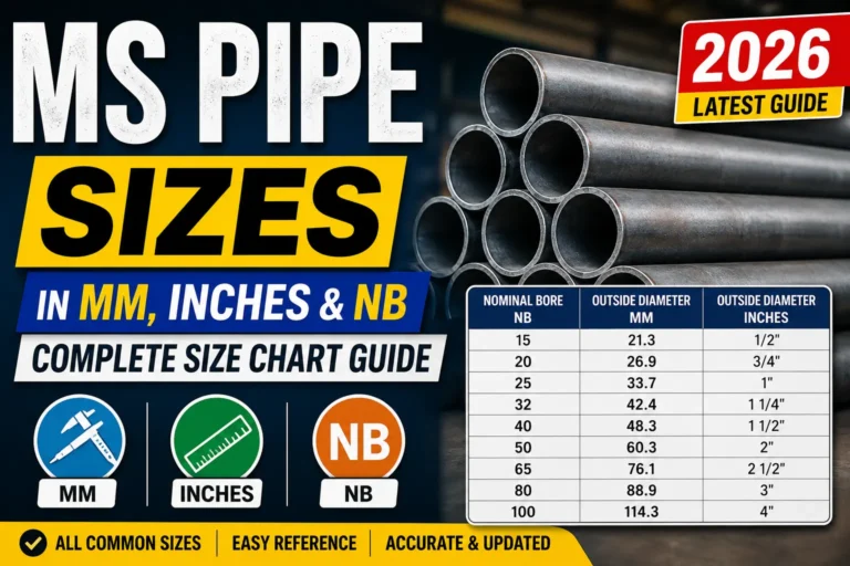 MS Pipe Sizes in MM, Inches & NB