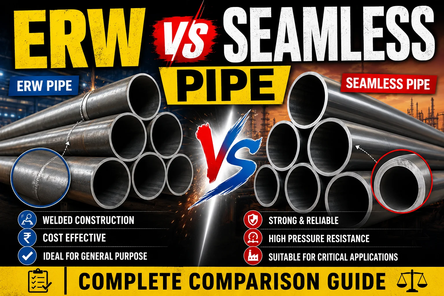 ERW vs Seamless Pipe – Complete Comparison Guide