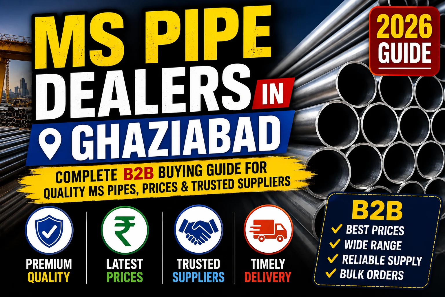 MS Pipe Dealers in Ghaziabad (2026) | Complete B2B Buying Guide for Quality MS Pipes, Prices & Trusted Supplier
