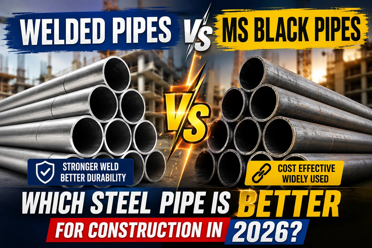 Welded Pipes vs MS Black Pipes: Which Steel Pipe is Better for Construction in 2026?