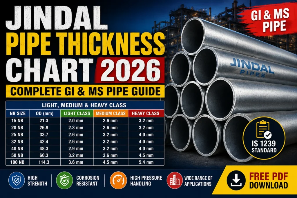 Jindal Pipe Thickness Chart 2026