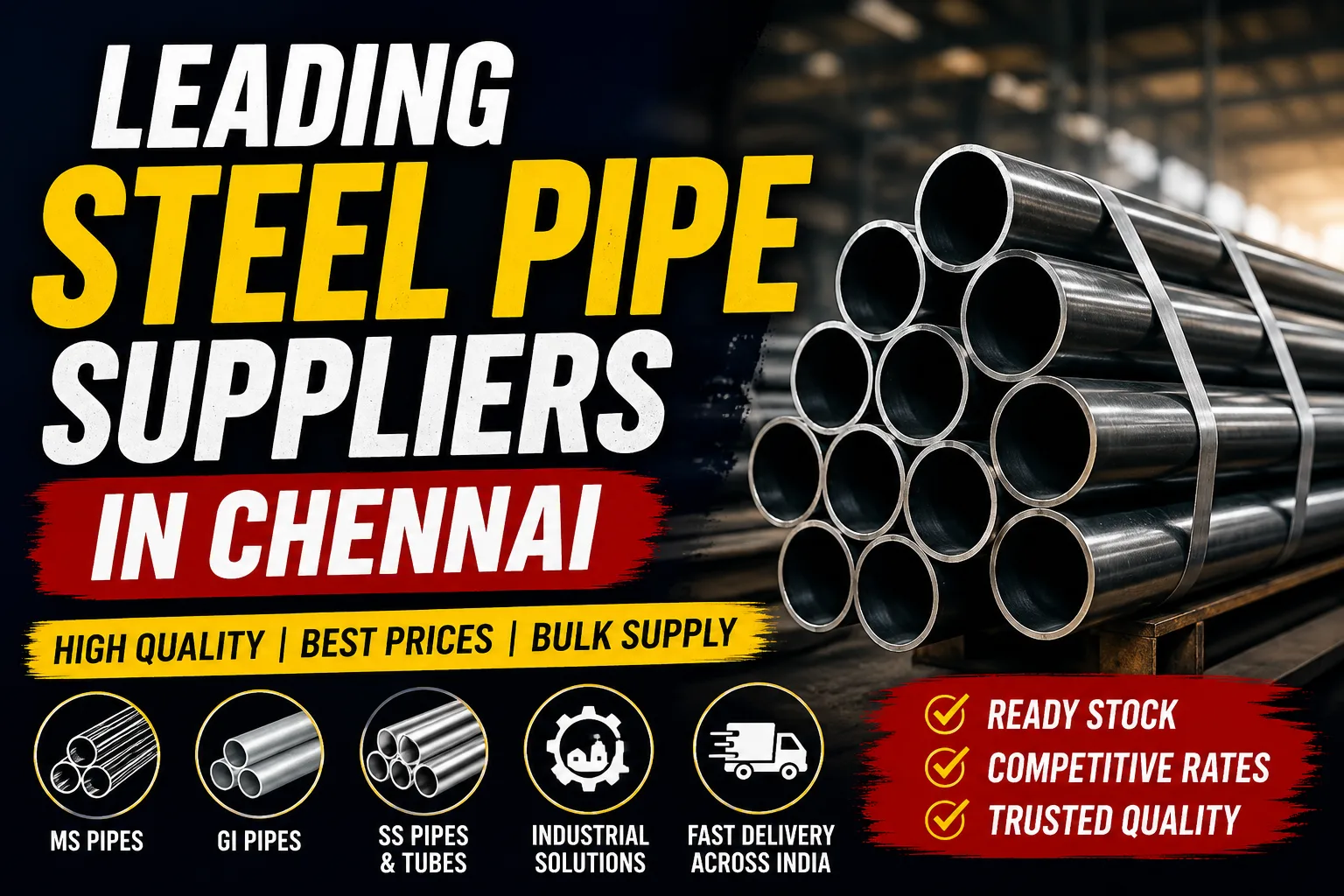 MS Pipe Supplier in Ahmedabad | MS Pipe Dealers & Industrial Steel Pipe Supply