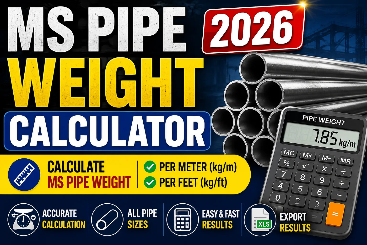 MS Pipe Weight Calculator (2026) Calculate MS Pipe Weight Per Meter & Per Feet