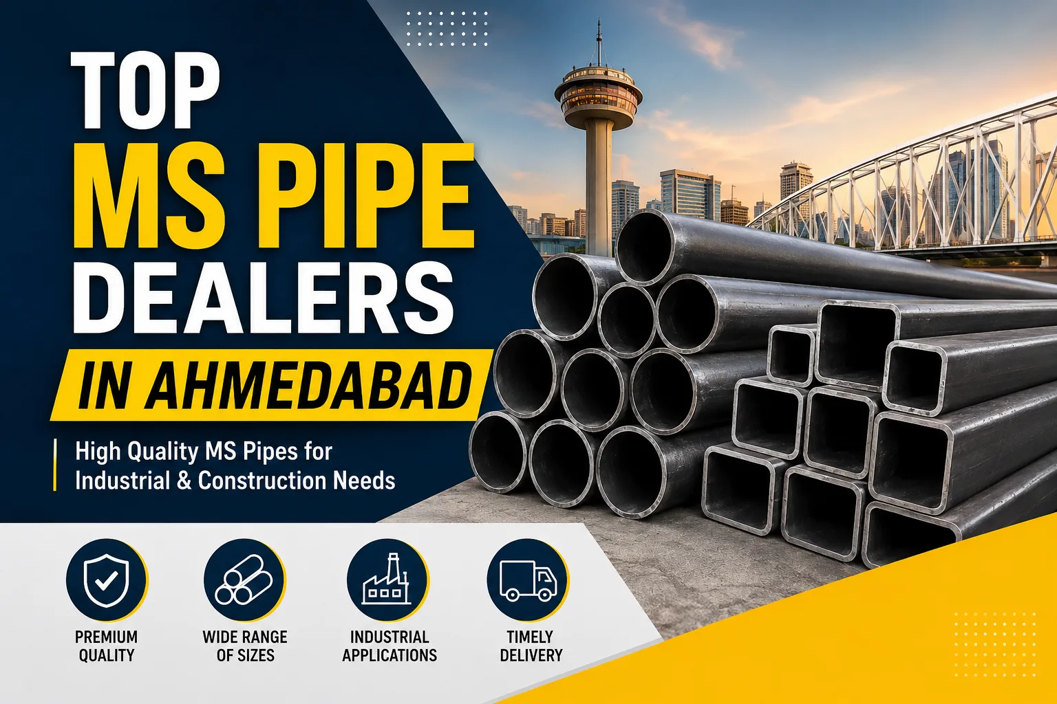 Top MS Pipe Dealers in Ahmedabad | Industrial MS Pipe Suppliers in Gujarat